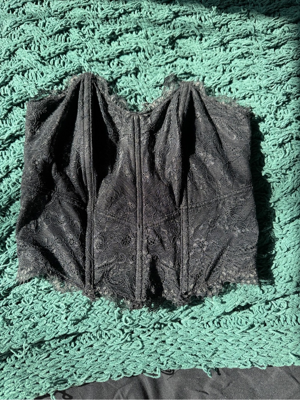 Makeup Forever Black Lace Corset-Style Top
